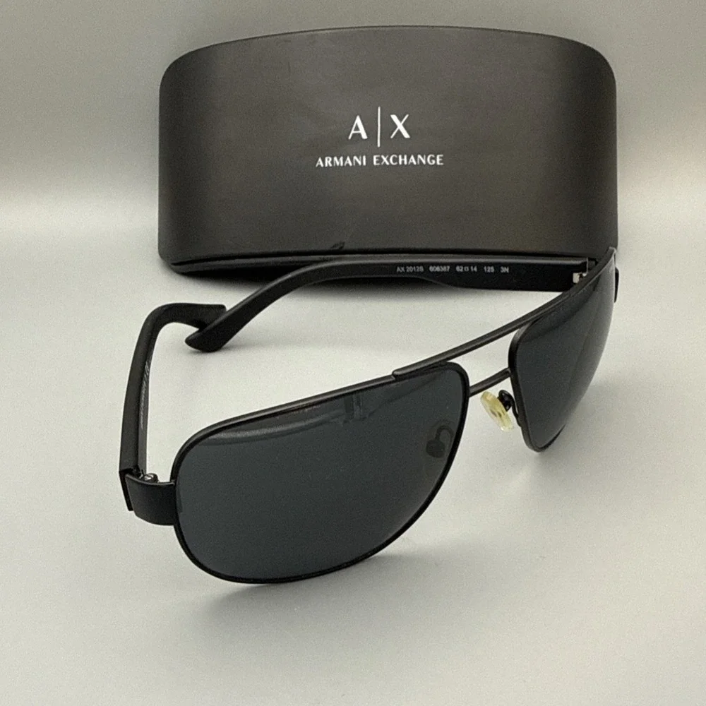Armani Exchange AC 2012S Rectangular Metal Men's Sunglasses-Satin Black-w/case